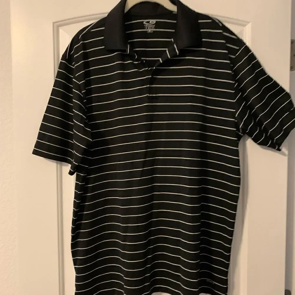 Champion-Men’s Golf Polo Striped Short Sleeve Shirt Size Large